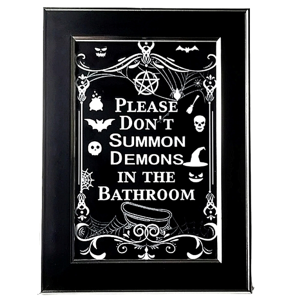 Please don't summon demons in the bathroom funny washroom restroom powder room - Picture 2 of 3